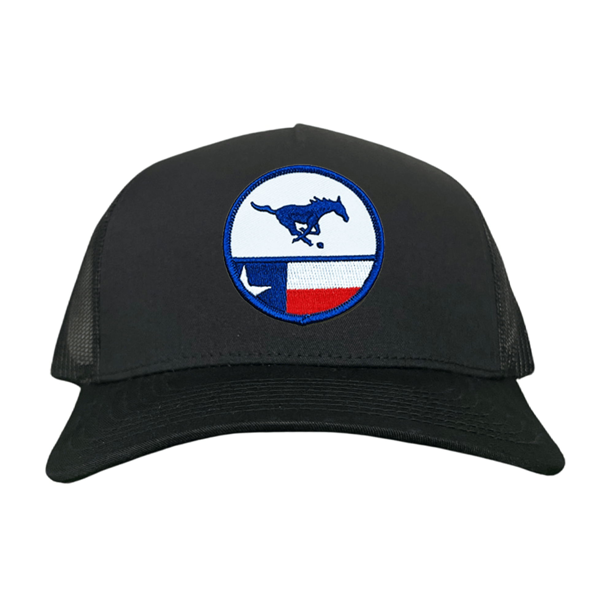 SMU Pony SMU Pony Flag Patch / Hats / 254 / SMU043 / MM - Black / White Curved Bill Mesh Snapback - Club Rehab