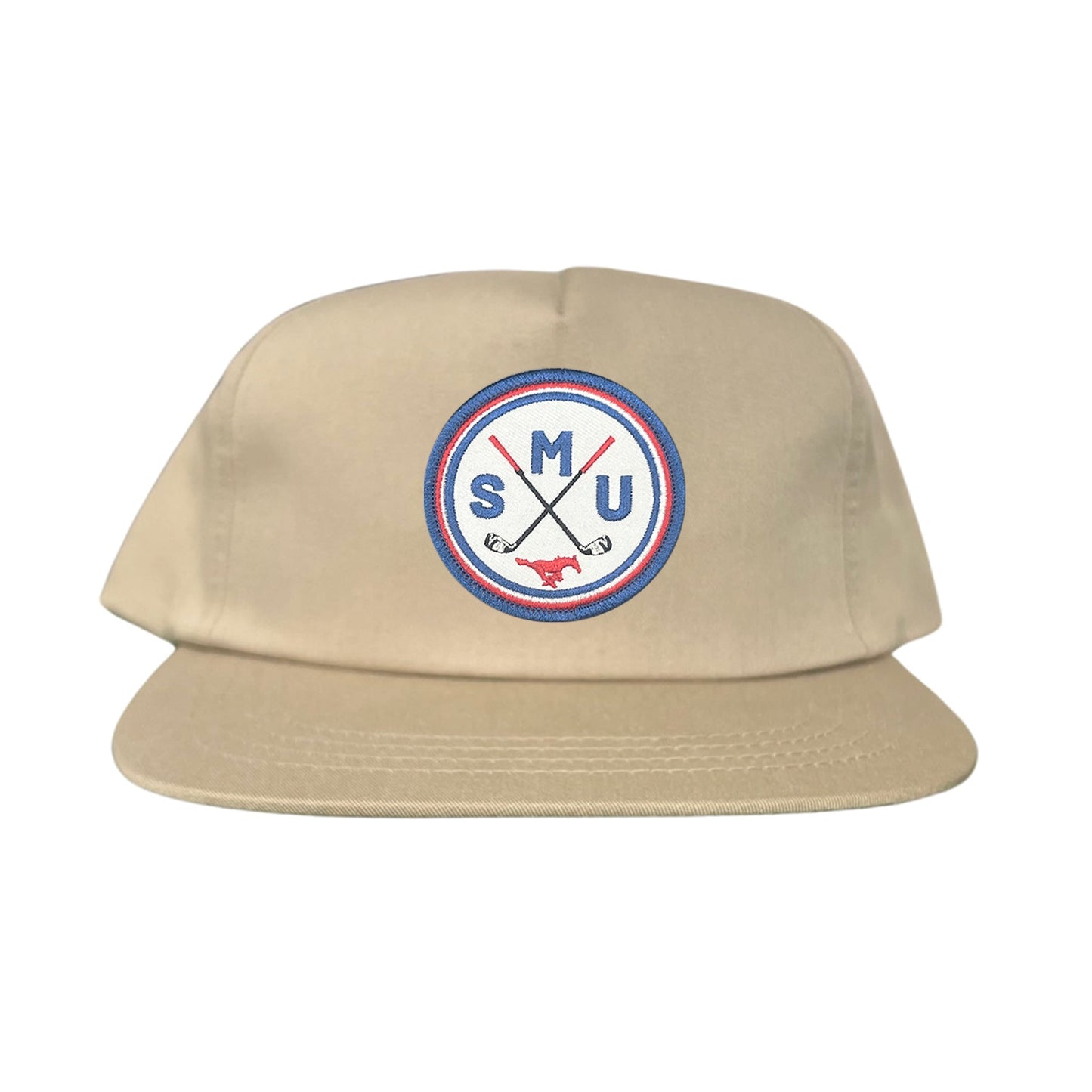 SMU / SMU Golf Circle Patch / Hat / 175 / SMU016 / MM - Flat Bill Khaki Canvas Snapback - Club Rehab