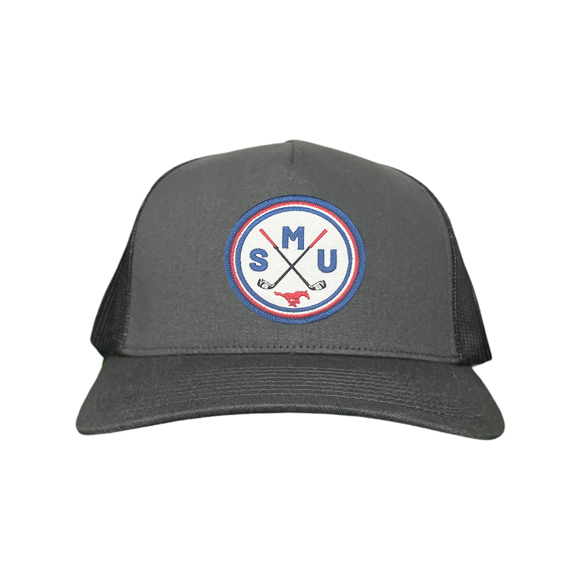 SMU / SMU Golf Circle Patch / Hat / 175 / SMU016 / MM - Charcoal Curved Bill Mesh Snapback - Club Rehab