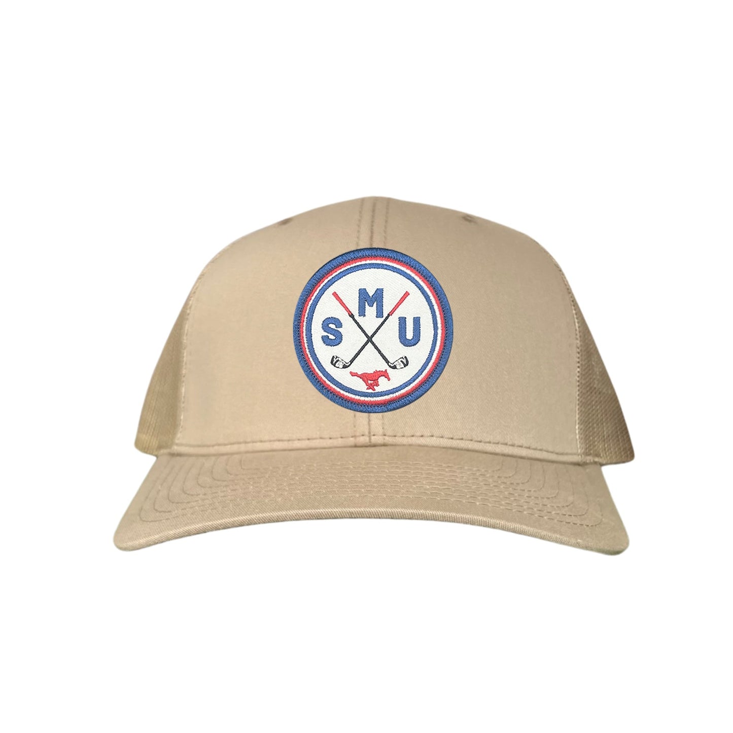 SMU / SMU Golf Circle Patch / Hat / 175 / SMU016 / MM - Khaki Curved Bill Mesh Snapback - Club Rehab