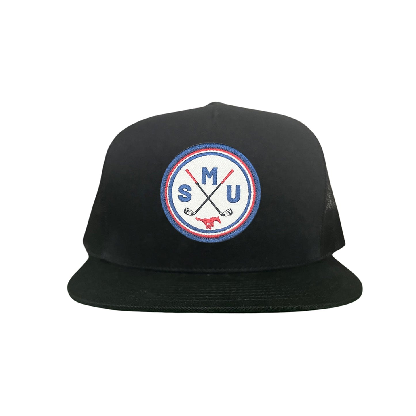 SMU / SMU Golf Circle Patch / Hat / 175 / SMU016 / MM - Flat Bill Black Mesh Snapback - Club Rehab