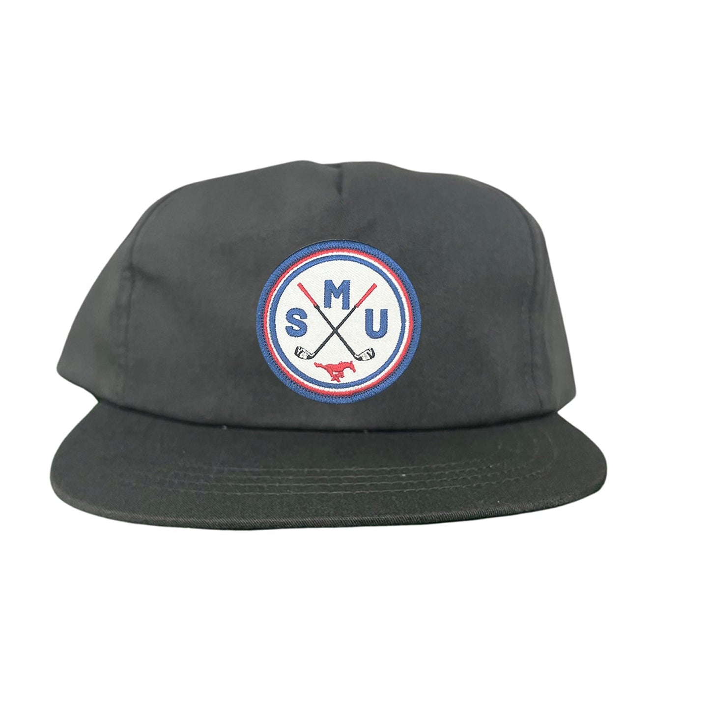 SMU / SMU Golf Circle Patch / Hat / 175 / SMU016 / MM - Flat Bill Charcoal Canvas Snapback - Club Rehab