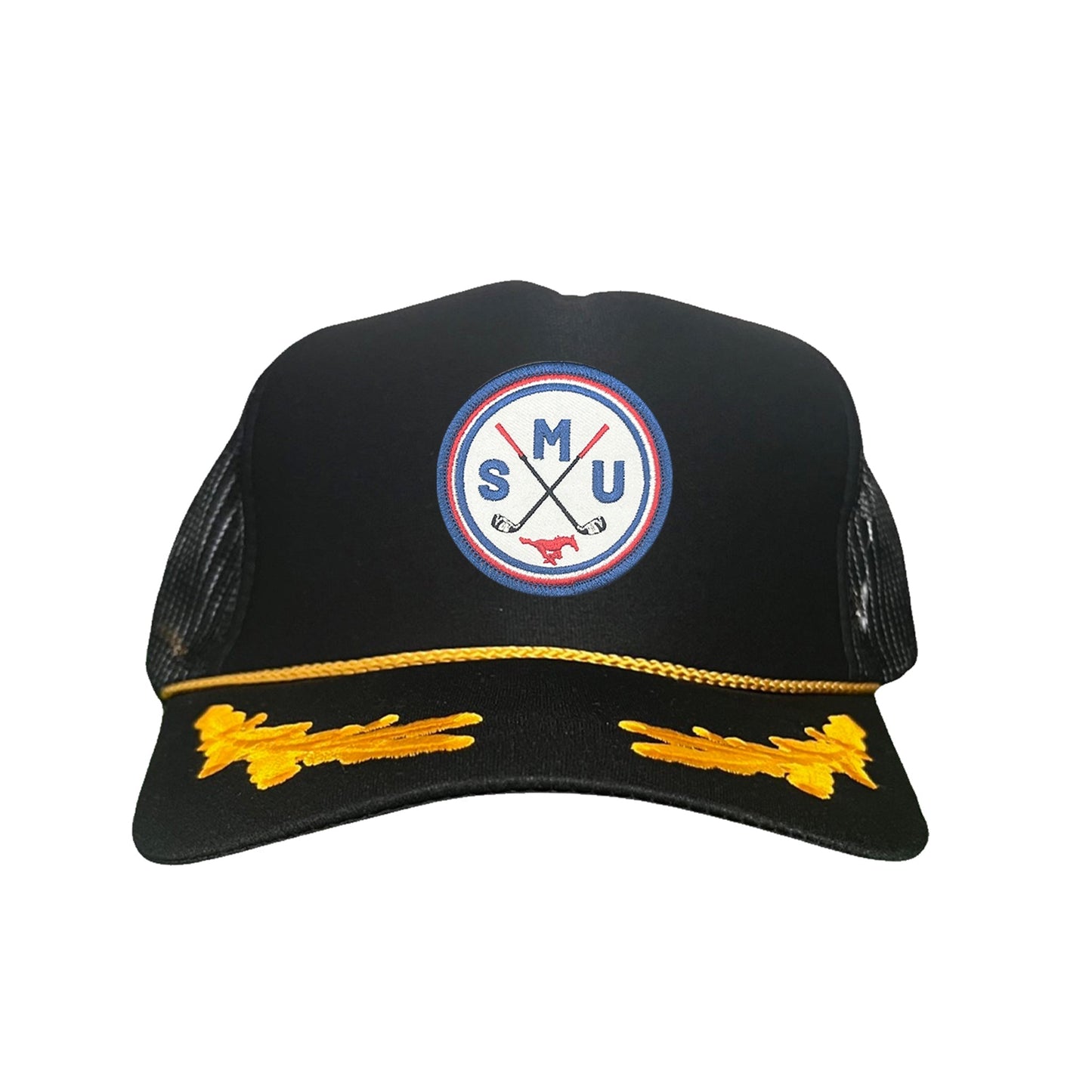 SMU / SMU Golf Circle Patch / Hat / 175 / SMU016 / MM - Black / Gold Foam Snapback - Club Rehab