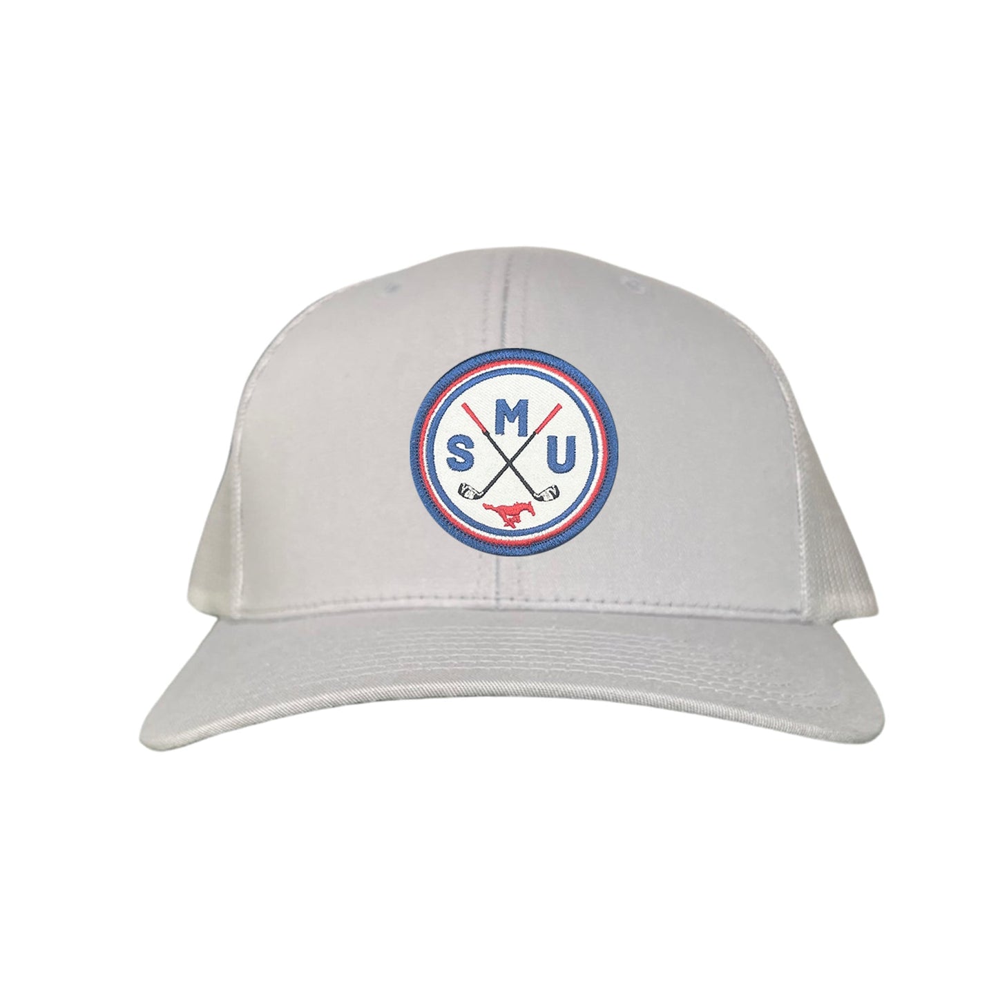SMU / SMU Golf Circle Patch / Hat / 175 / SMU016 / MM - Silver Curved Bill Mesh Snapback - Club Rehab