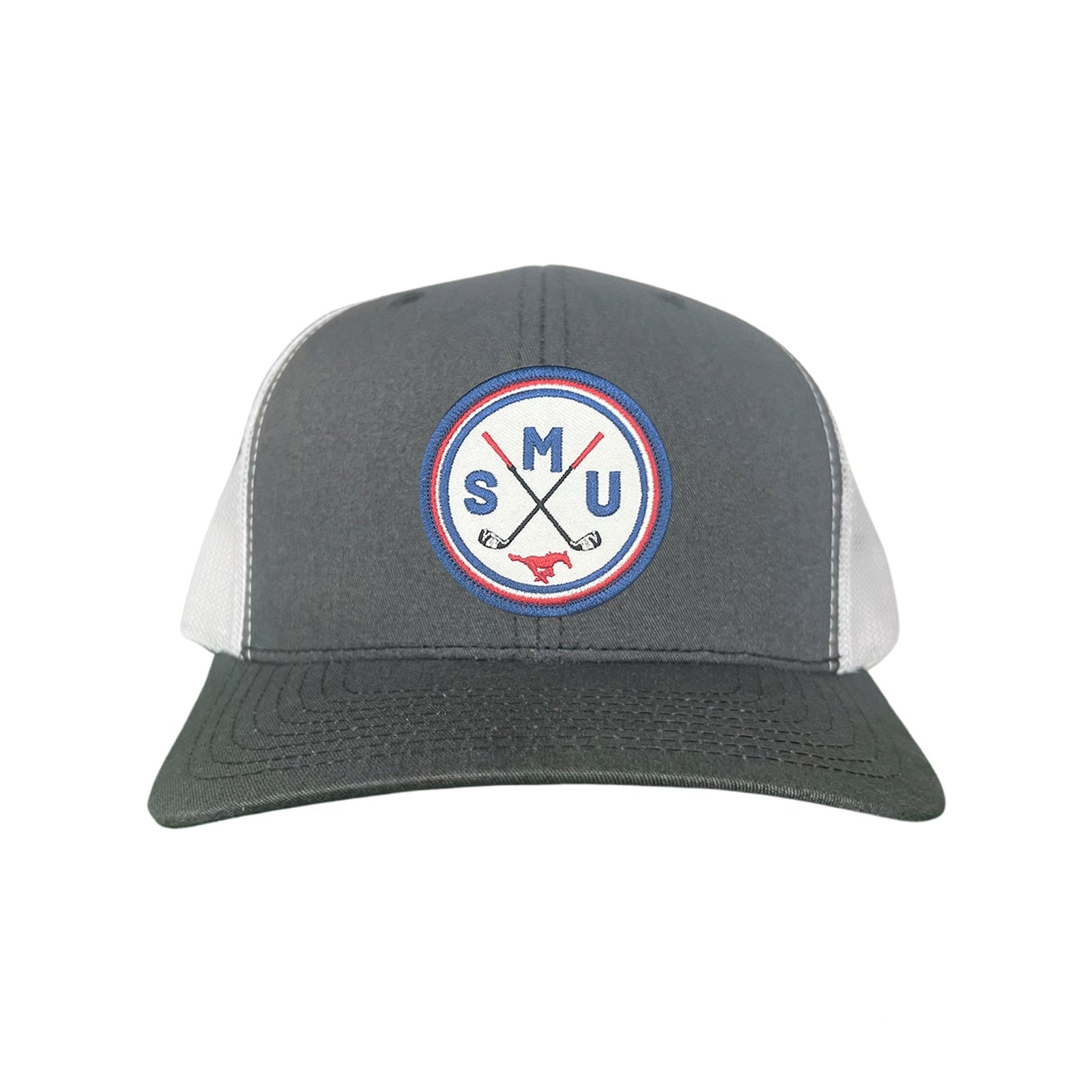 SMU / SMU Golf Circle Patch / Hat / 175 / SMU016 / MM - Charcoal / White Curved Bill Mesh Snapback - Club Rehab