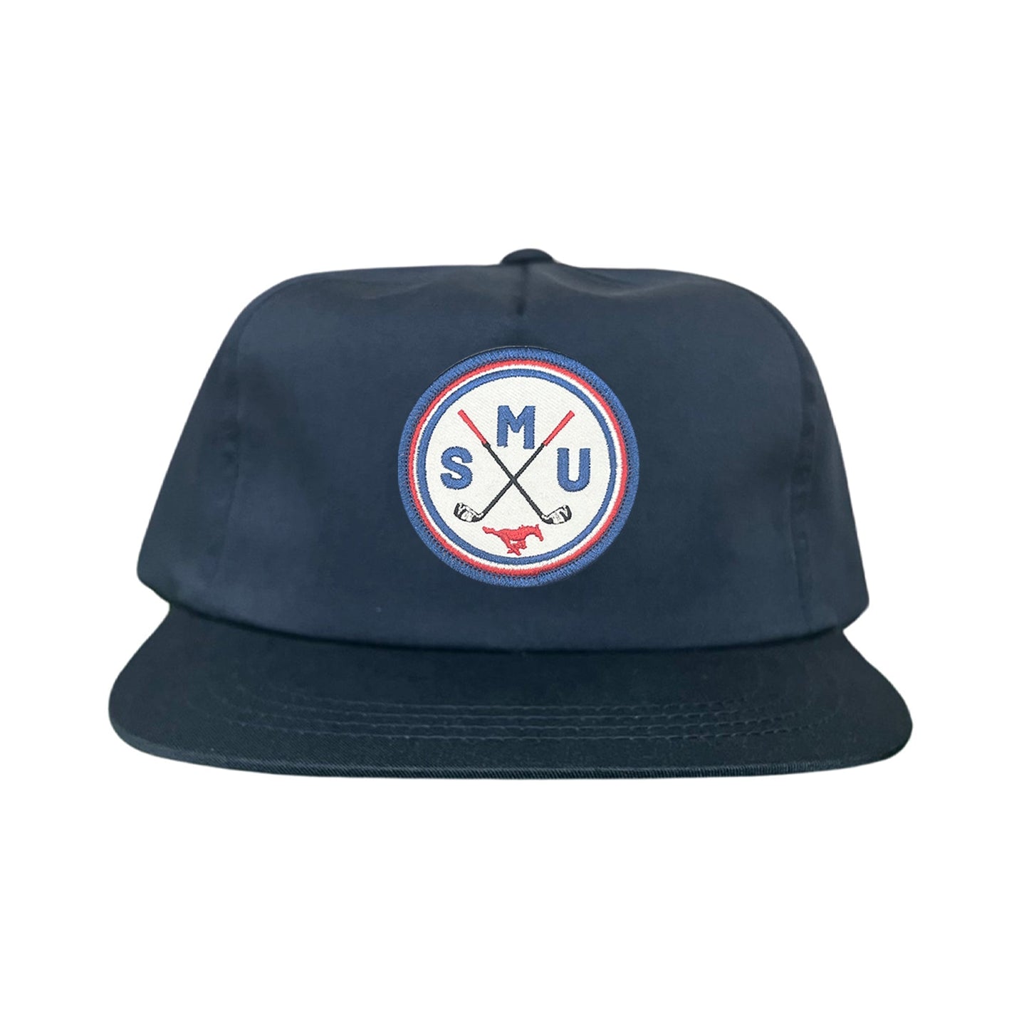 SMU / SMU Golf Circle Patch / Hat / 175 / SMU016 / MM - Flat Bill Navy Canvas Snapback - Club Rehab