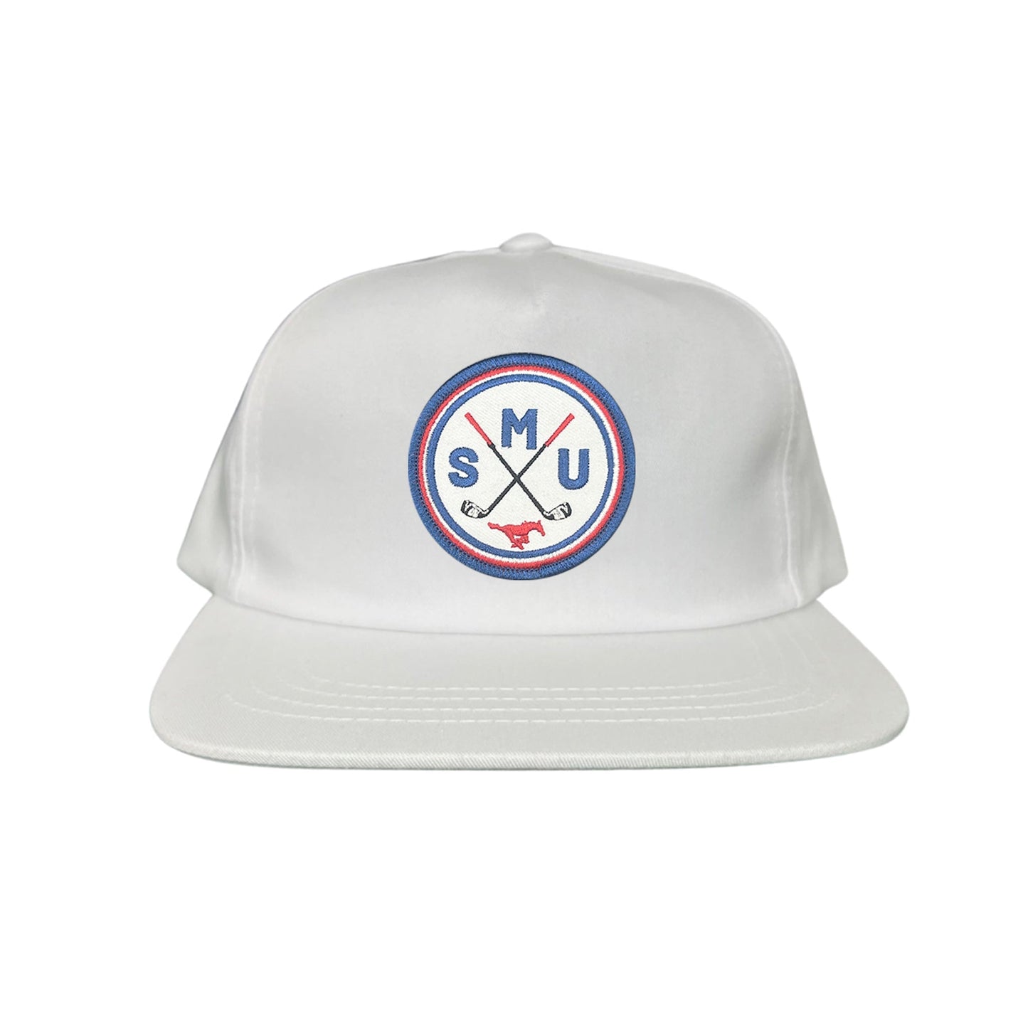 SMU / SMU Golf Circle Patch / Hat / 175 / SMU016 / MM - Flat Bill White Canvas Snapback - Club Rehab