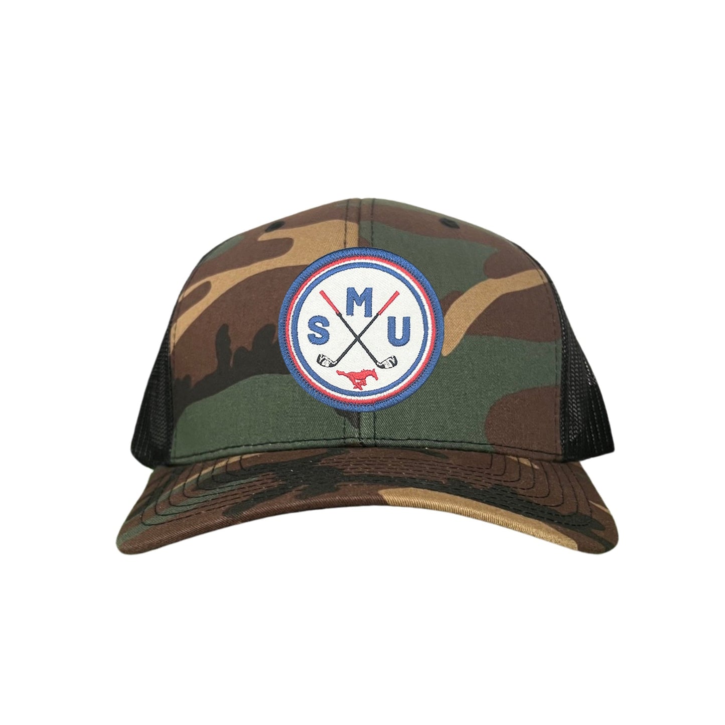 SMU / SMU Golf Circle Patch / Hat / 175 / SMU016 / MM - Camo Curved Bill Mesh Snapback - Club Rehab