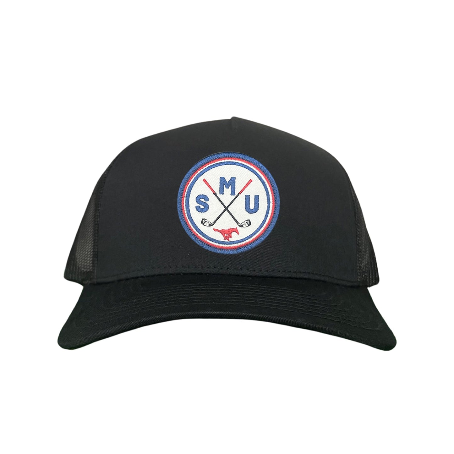 SMU / SMU Golf Circle Patch / Hat / 175 / SMU016 / MM - Black Curved Bill Mesh Snapback - Club Rehab