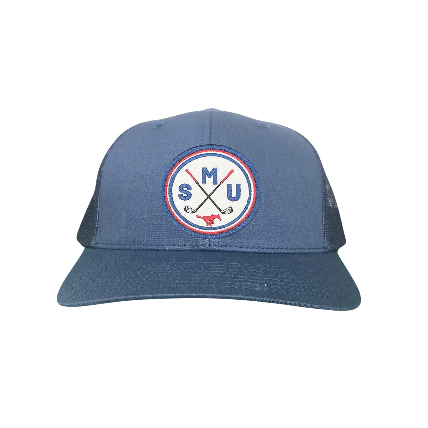 SMU / SMU Golf Circle Patch / Hat / 175 / SMU016 / MM - Navy Curved Bill Mesh Snapback - Club Rehab