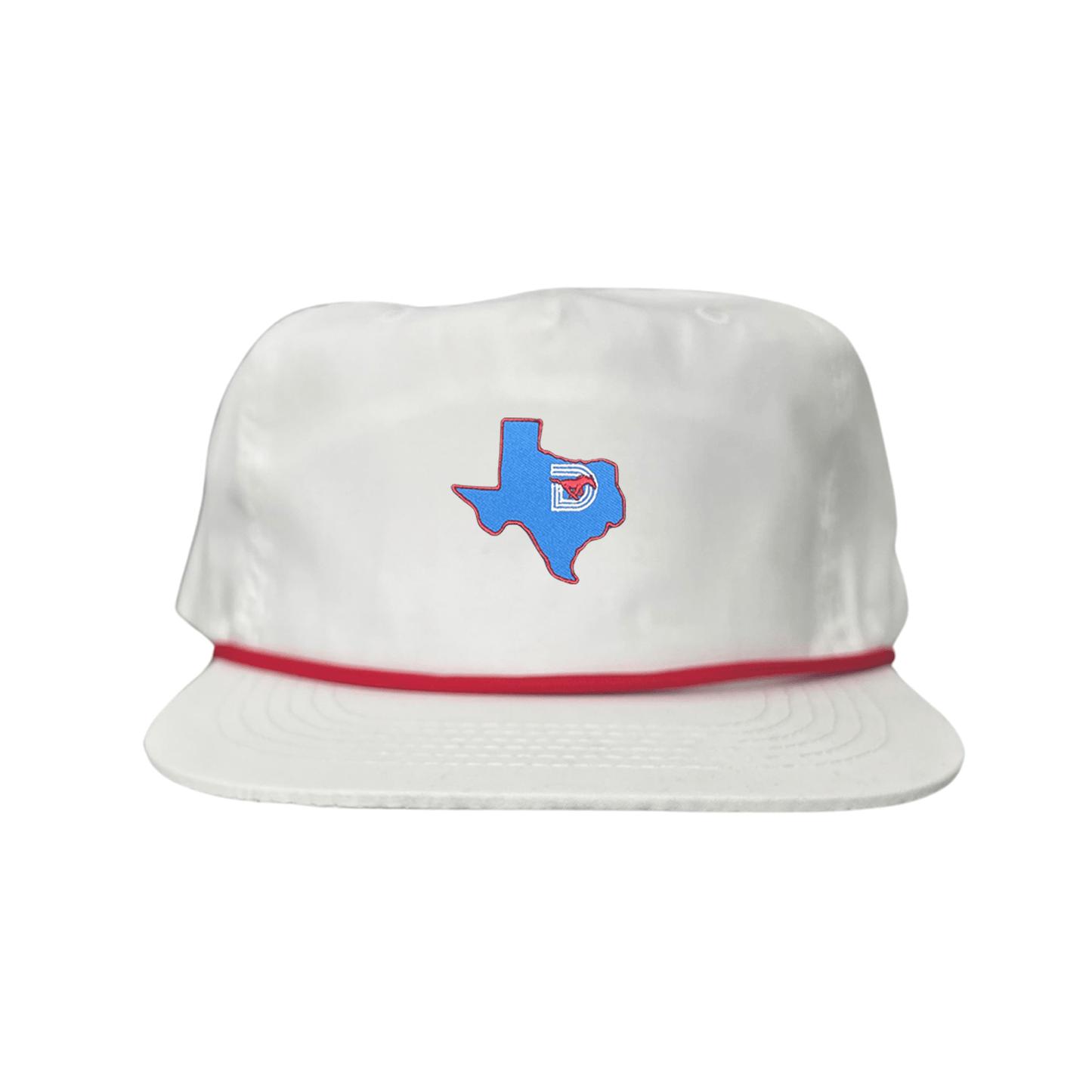 SMU State of Texas Pony / Hats / 004 / SMU017 / MM - Flat Bill White with Red Rope - Club Rehab
