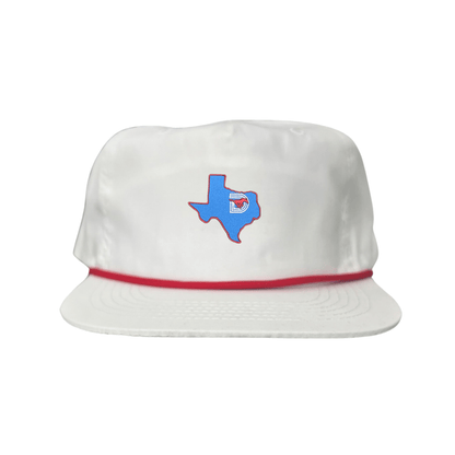 SMU State of Texas Pony / Hats / 004 / SMU017 / MM - Flat Bill White with Red Rope - Club Rehab