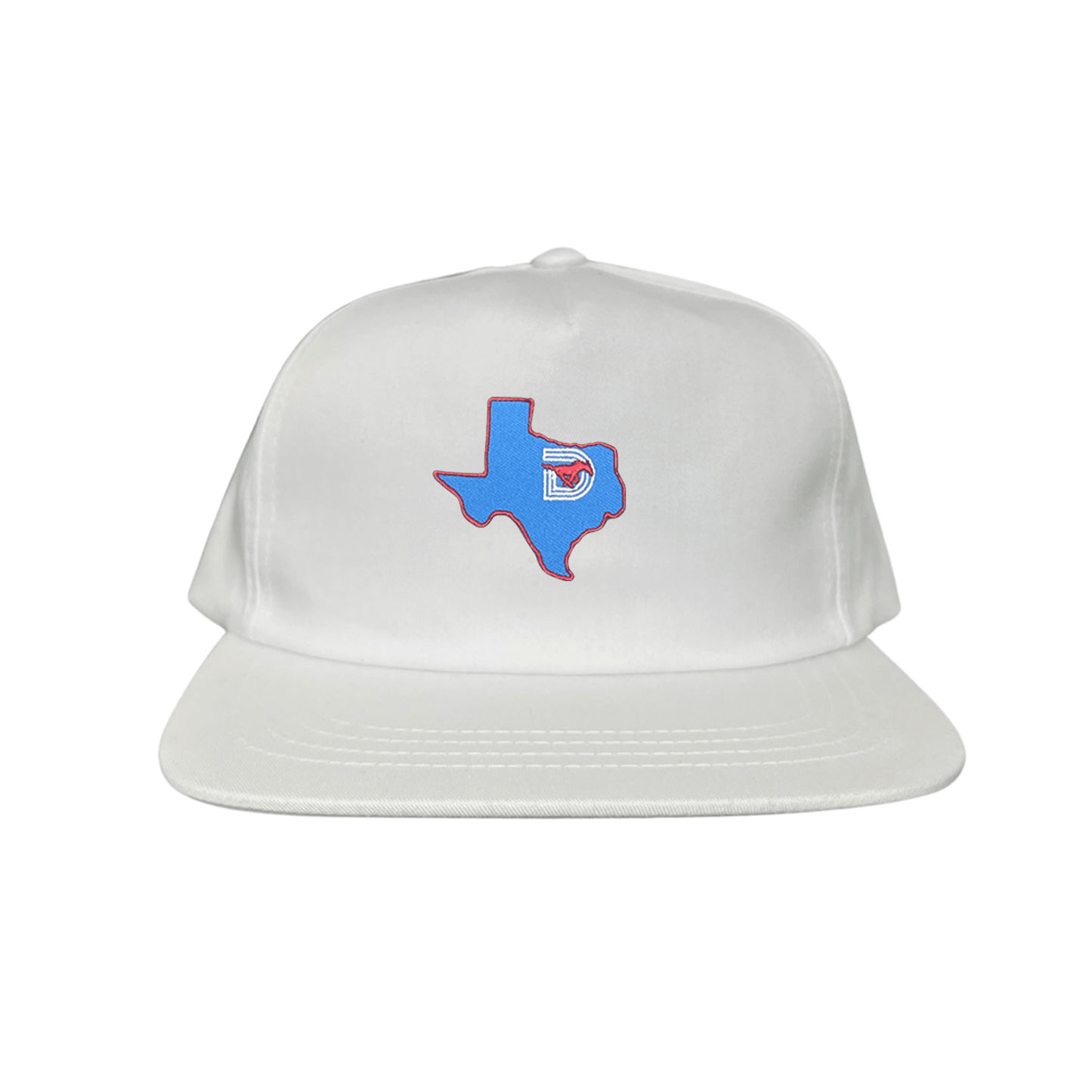 SMU State of Texas Pony / Hats / 004 / SMU017 / MM - Flat Bill White 5 Panel Canvas - Club Rehab