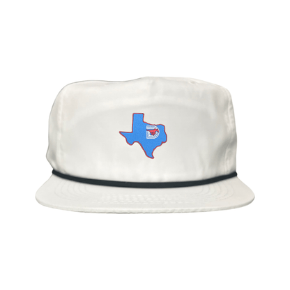 SMU State of Texas Pony / Hats / 004 / SMU017 / MM - Flat Bill White with Black Rope - Club Rehab