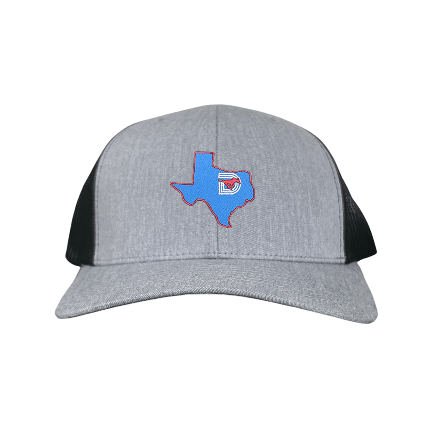 SMU State of Texas Pony / Hats / 004 / SMU017 / MM - Heather Grey / Black / Curved Bill Mesh Snapback - Club Rehab