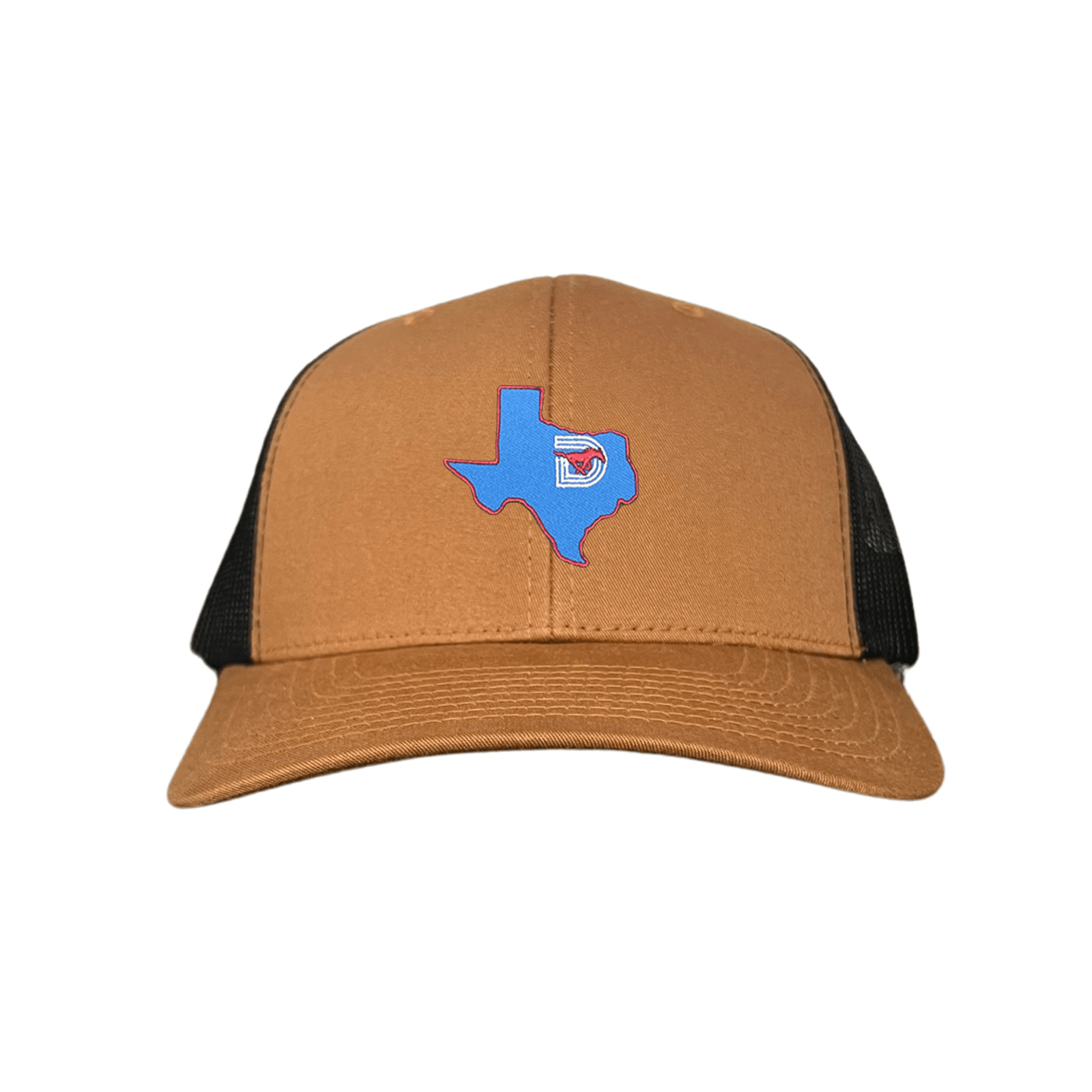 SMU State of Texas Pony / Hats / 004 / SMU017 / MM - Caramel / Black / Curved Bill Trucker Mesh Snapback - Club Rehab