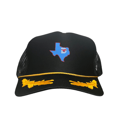 SMU State of Texas Pony / Hats / 004 / SMU017 / MM - Foam Black / Gold Curved Mesh - Club Rehab