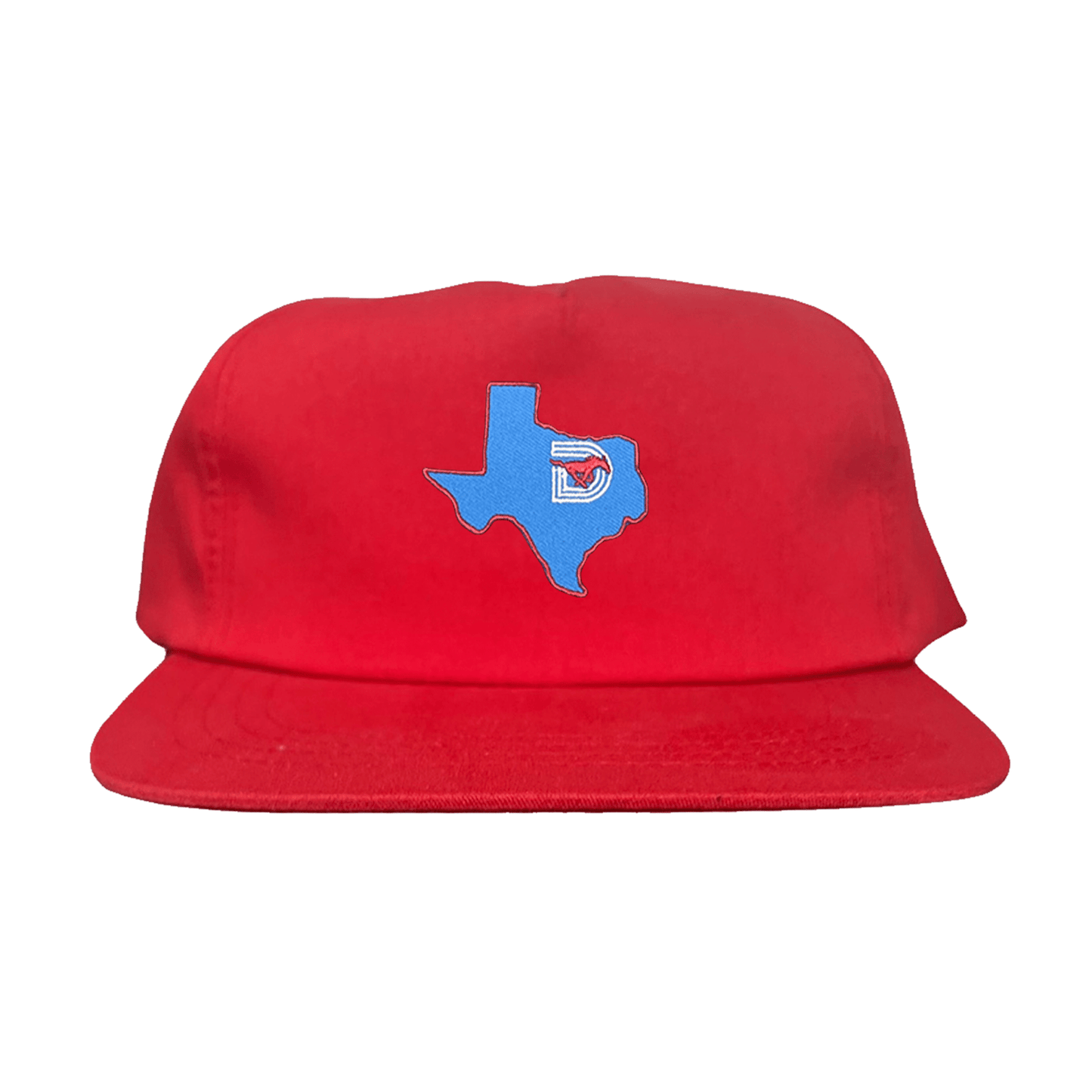 SMU State of Texas Pony / Hats / 004 / SMU017 / MM - Flat Bill Red 5 Panel Canvas - Club Rehab