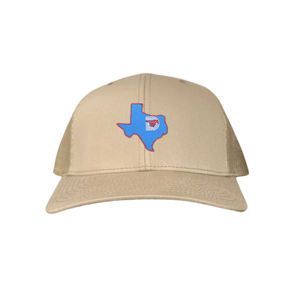 SMU State of Texas Pony / Hats / 004 / SMU017 / MM - Khaki Curved Bill Mesh Snapback - Club Rehab