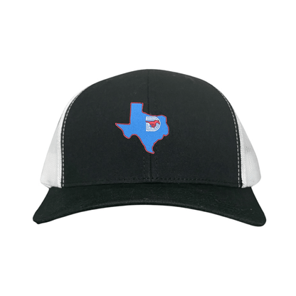 SMU State of Texas Pony / Hats / 004 / SMU017 / MM - Black / White Curved Bill Mesh Snapback - Club Rehab