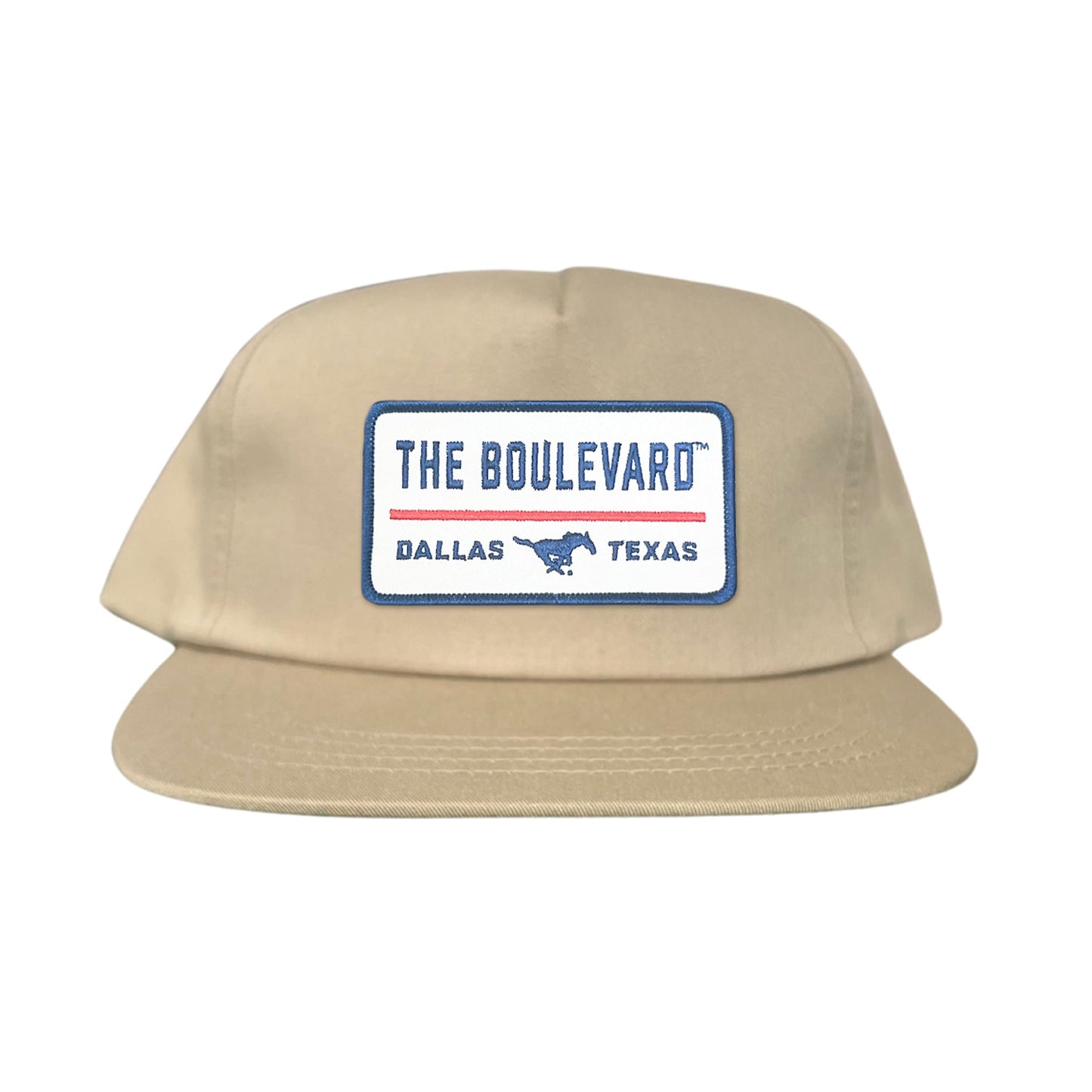 SMU / The Boulevard Rectangle Patch / Mesh Snap Back / 127 / SMU004 - Flat Bill Khaki Canvas Snapback - Club Rehab