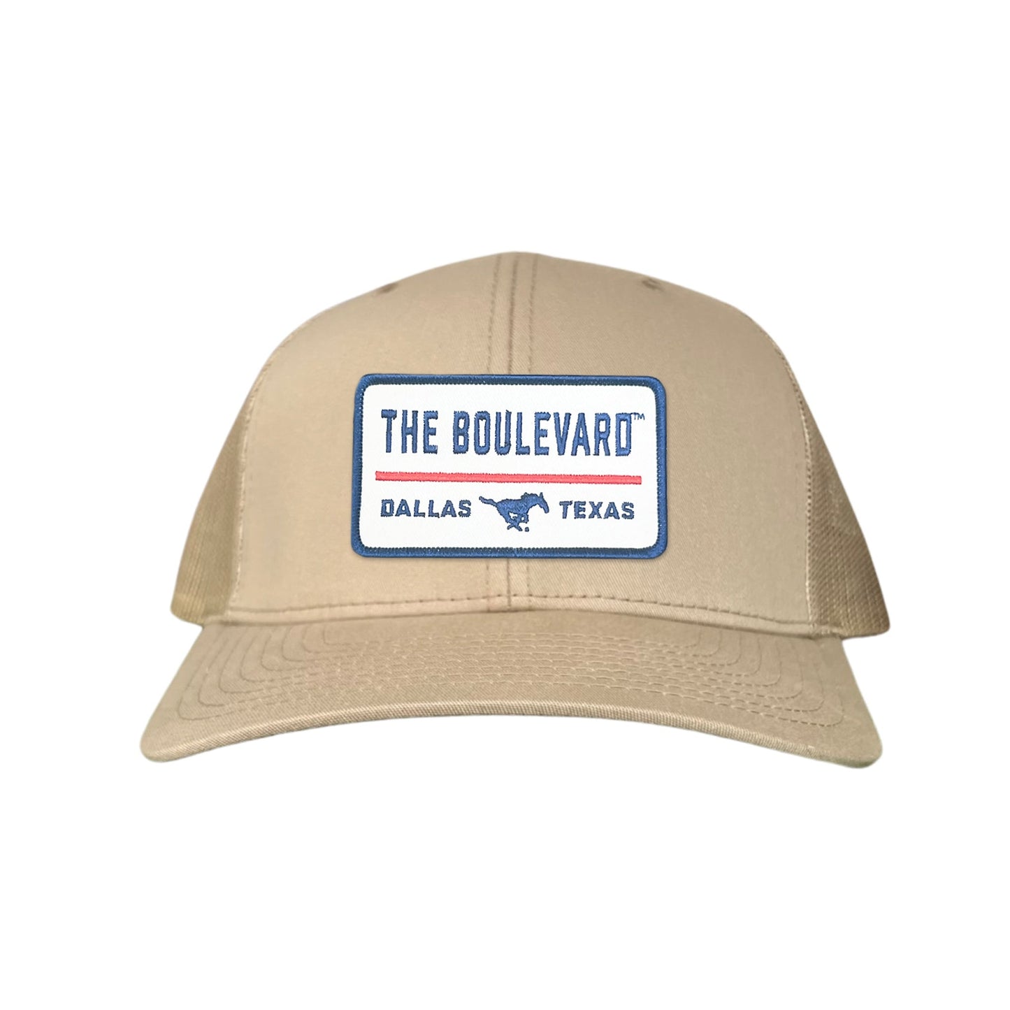 SMU / The Boulevard Rectangle Patch / Mesh Snap Back / 127 / SMU004 - Khaki Curved Mesh Snapback - Club Rehab