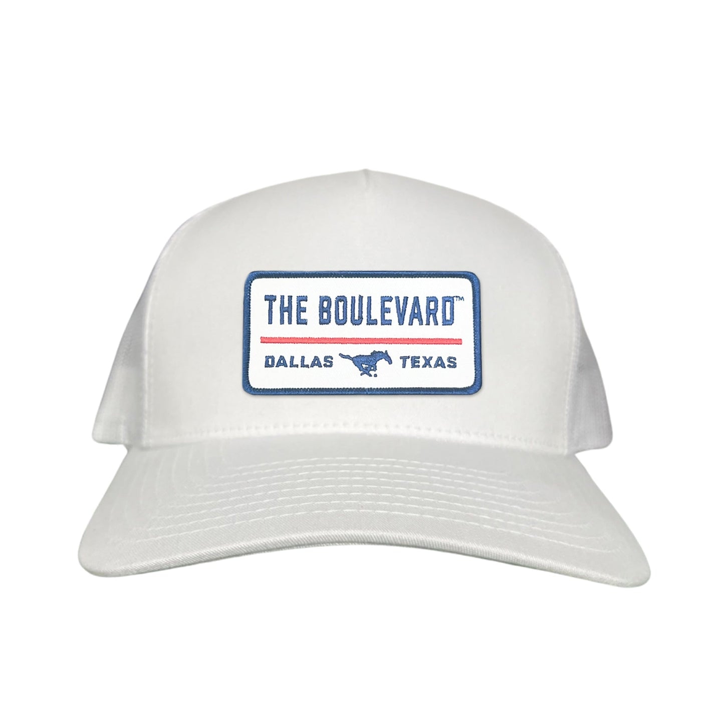 SMU / The Boulevard Rectangle Patch / Mesh Snap Back / 127 / SMU004 - White Curved Mesh Snapback - Club Rehab