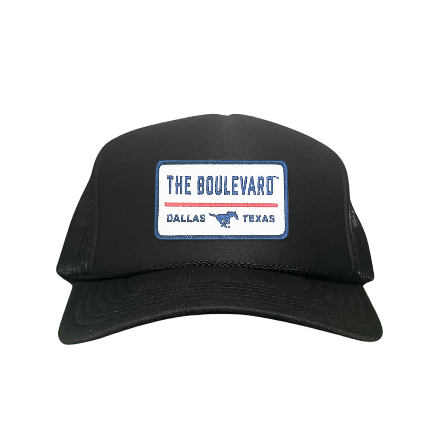 SMU / The Boulevard Rectangle Patch / Mesh Snap Back / 127 / SMU004 - Foam Black Mesh Snapback - Club Rehab