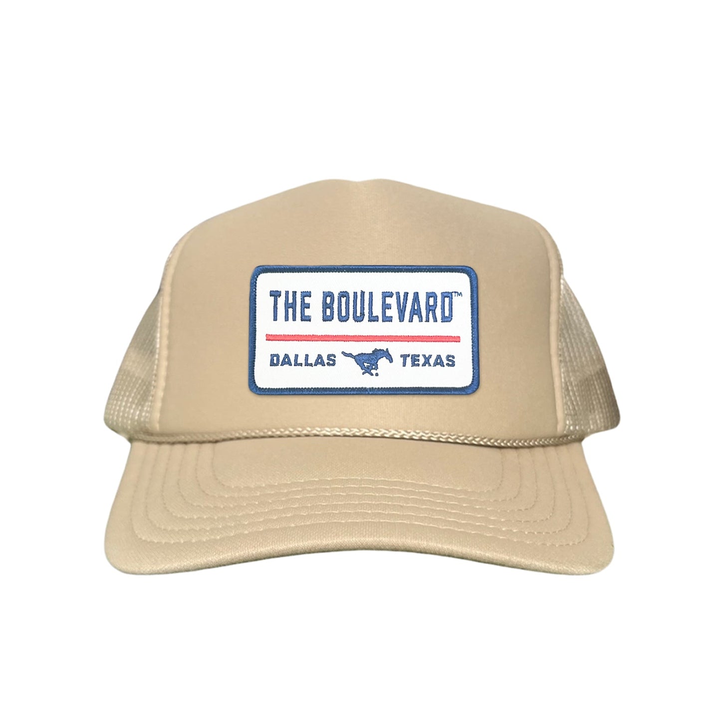 SMU / The Boulevard Rectangle Patch / Mesh Snap Back / 127 / SMU004 - Foam Khaki Mesh Snapback - Club Rehab