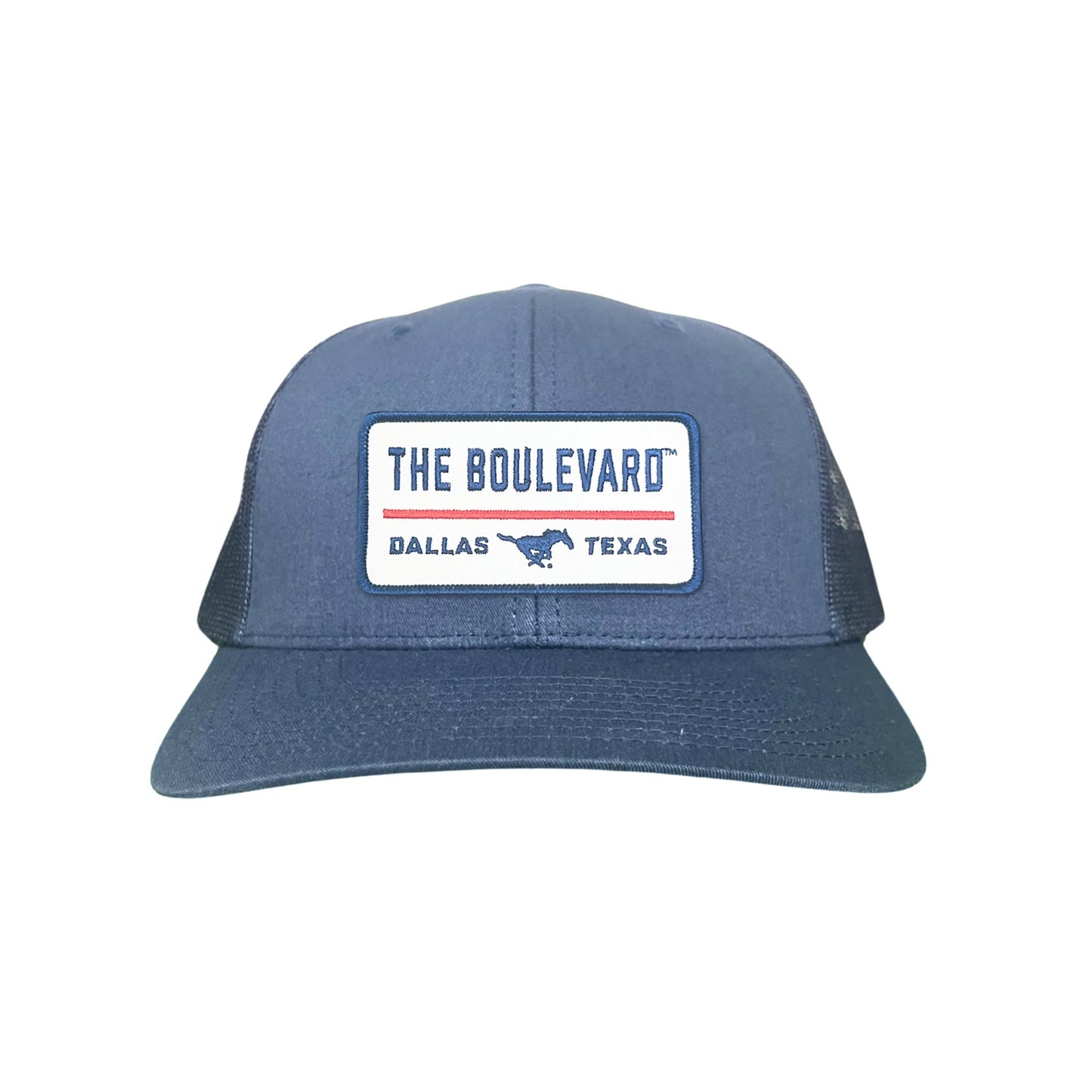 SMU / The Boulevard Rectangle Patch / Mesh Snap Back / 127 / SMU004 - Navy Curved Mesh Snapback - Club Rehab
