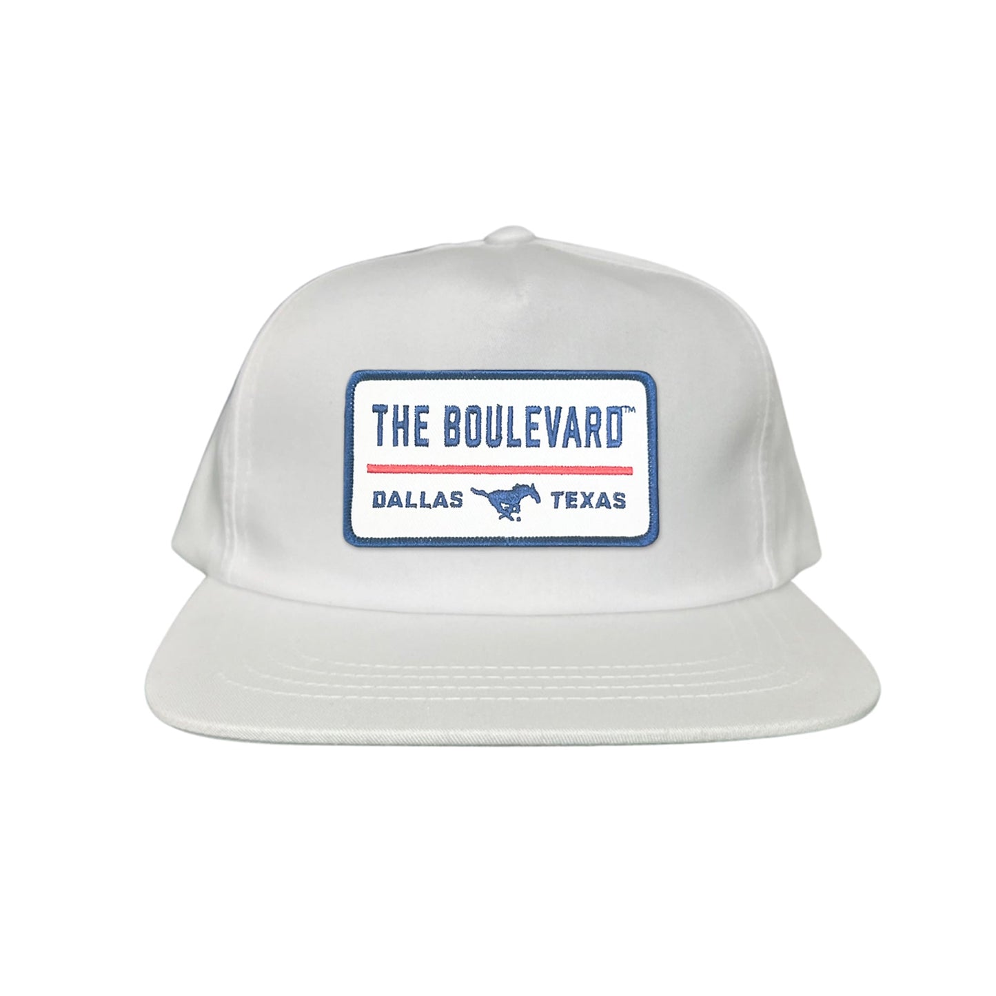 SMU / The Boulevard Rectangle Patch / Mesh Snap Back / 127 / SMU004 - Flat Bill White Canvas Snapback - Club Rehab