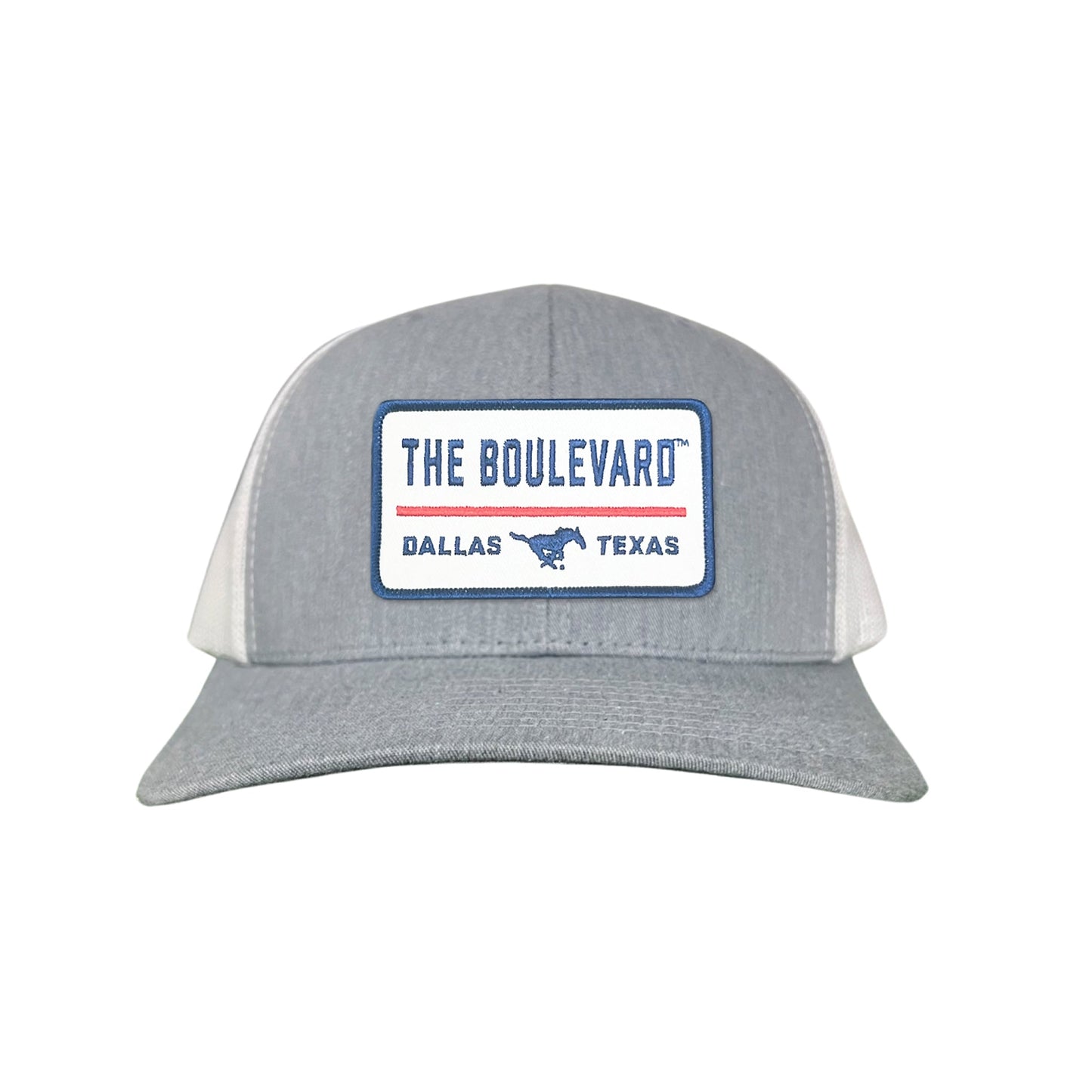 SMU / The Boulevard Rectangle Patch / Mesh Snap Back / 127 / SMU004 - Heather Grey / White Curved Mesh Snapback - Club Rehab