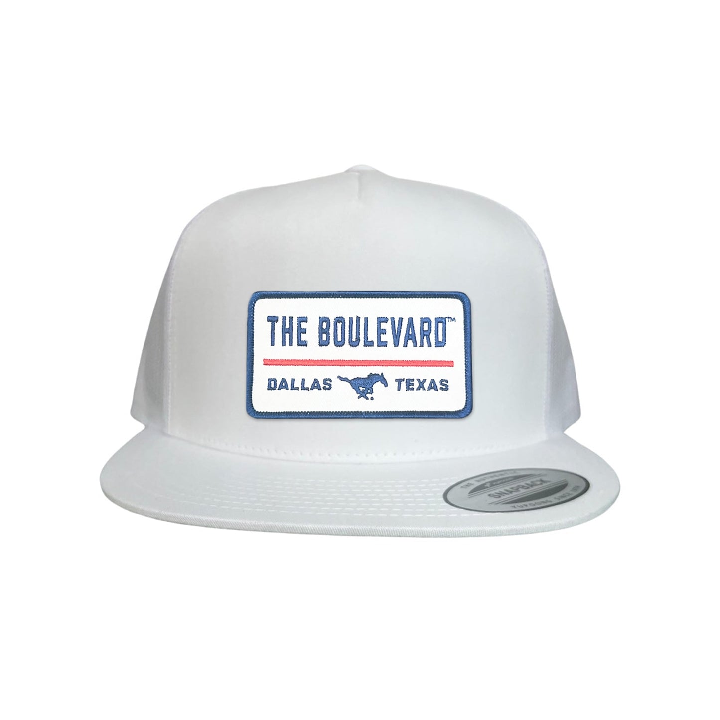 SMU / The Boulevard Rectangle Patch / Mesh Snap Back / 127 / SMU004 - Flat Bill White Mesh Snapback - Club Rehab