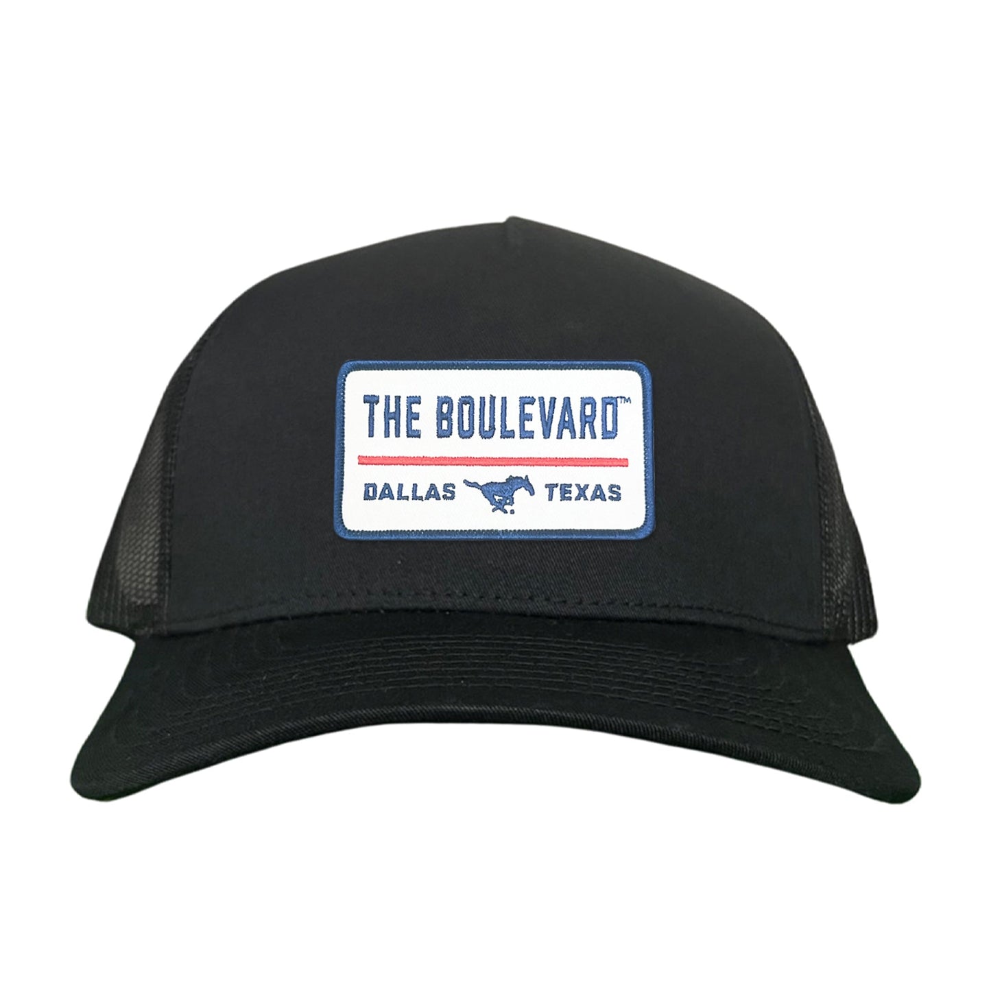SMU / The Boulevard Rectangle Patch / Mesh Snap Back / 127 / SMU004 - Black Curved Mesh Snapback - Club Rehab