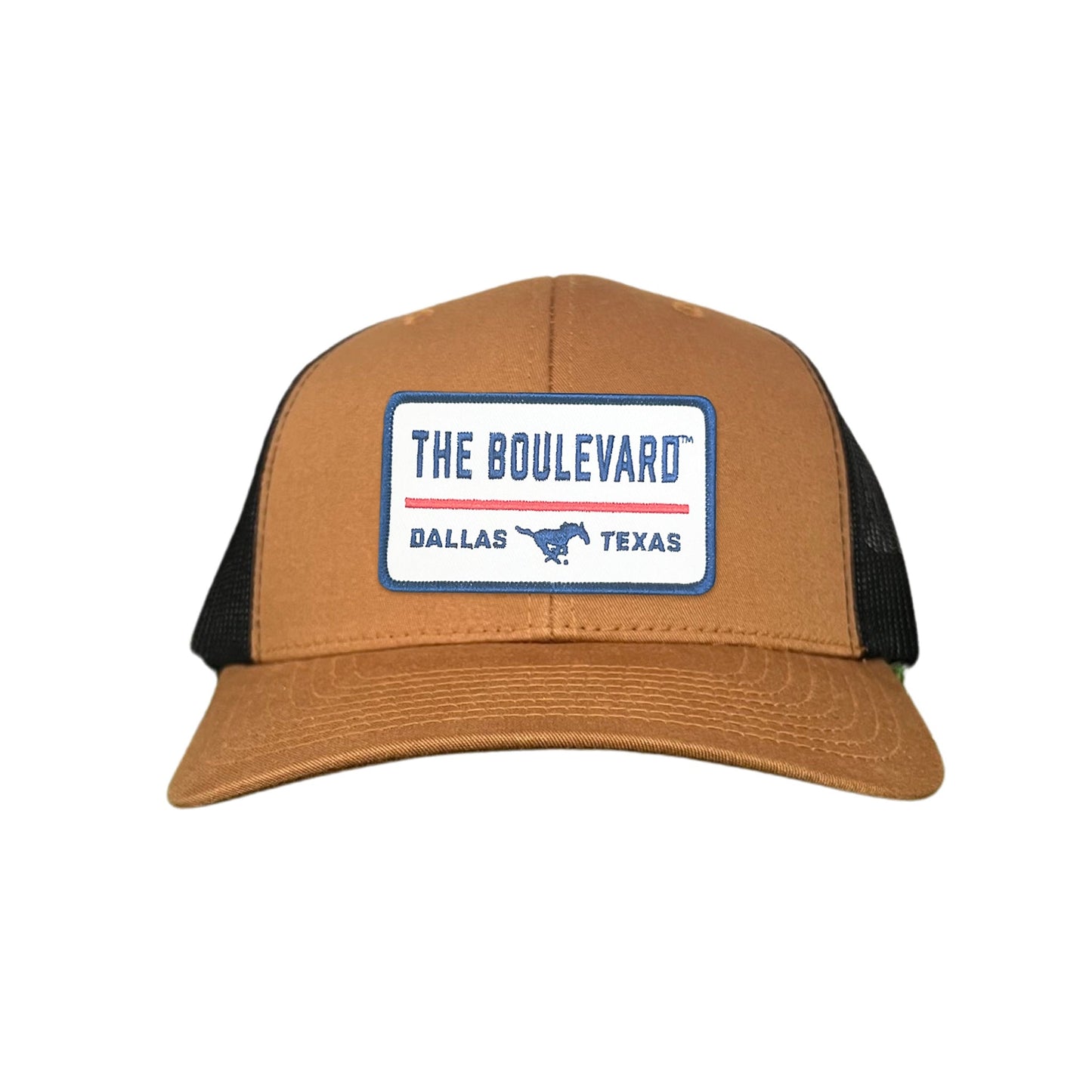 SMU / The Boulevard Rectangle Patch / Mesh Snap Back / 127 / SMU004 - Caramel / Black Curved Mesh Snapback - Club Rehab