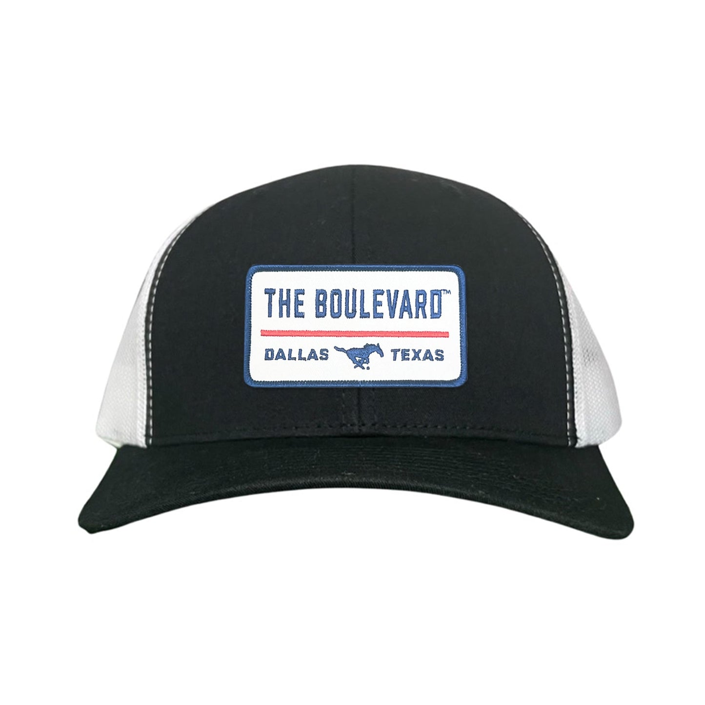 SMU / The Boulevard Rectangle Patch / Mesh Snap Back / 127 / SMU004 - Black / White Curved Mesh Snapback - Club Rehab