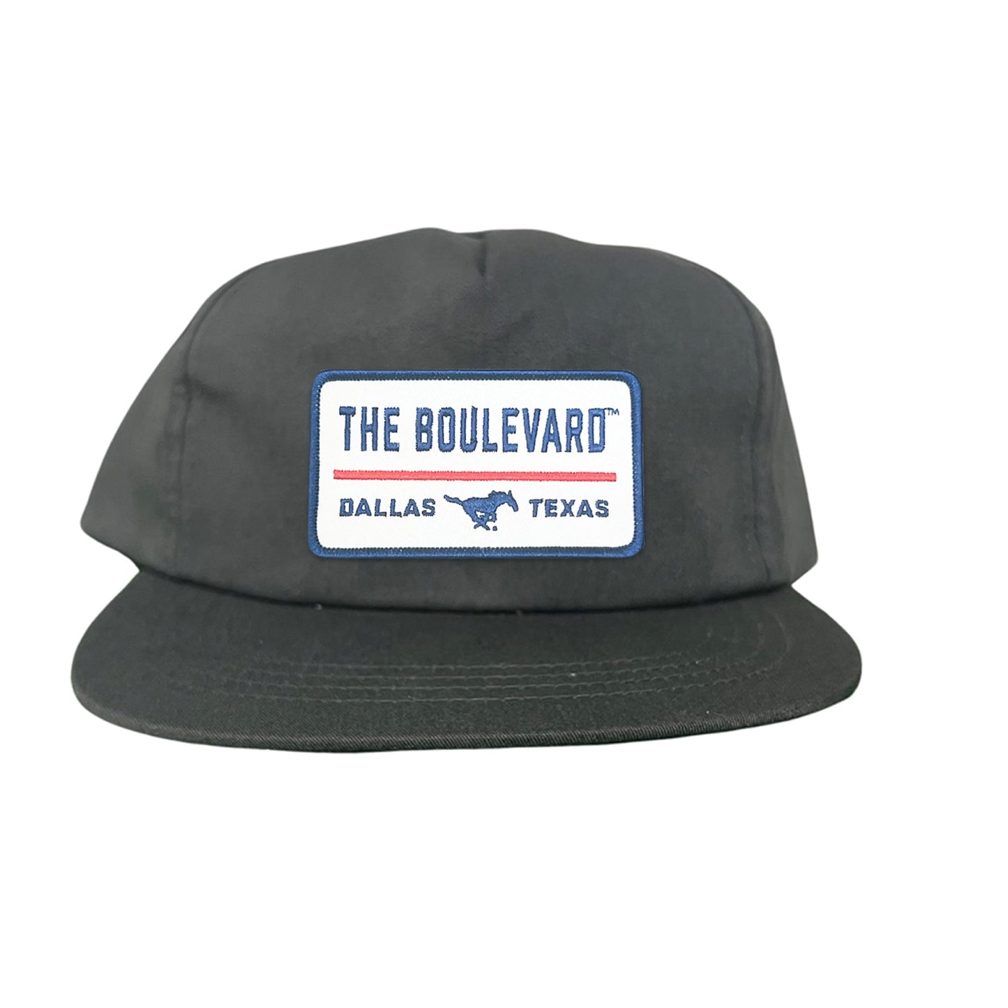 SMU / The Boulevard Rectangle Patch / Mesh Snap Back / 127 / SMU004 - Flat Bill Charcoal Canvas Snapback - Club Rehab