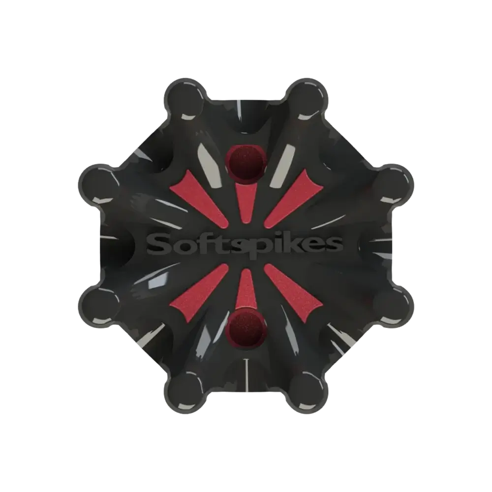Softspikes Pulsar Small Metal Thread golf spike in black and red