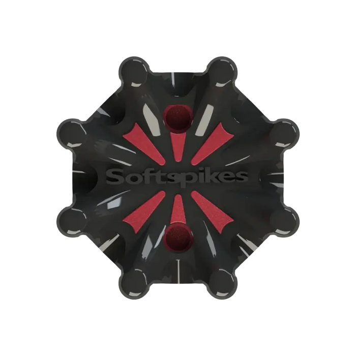 Softspikes Pulsar Small Metal Thread golf spike in black and red