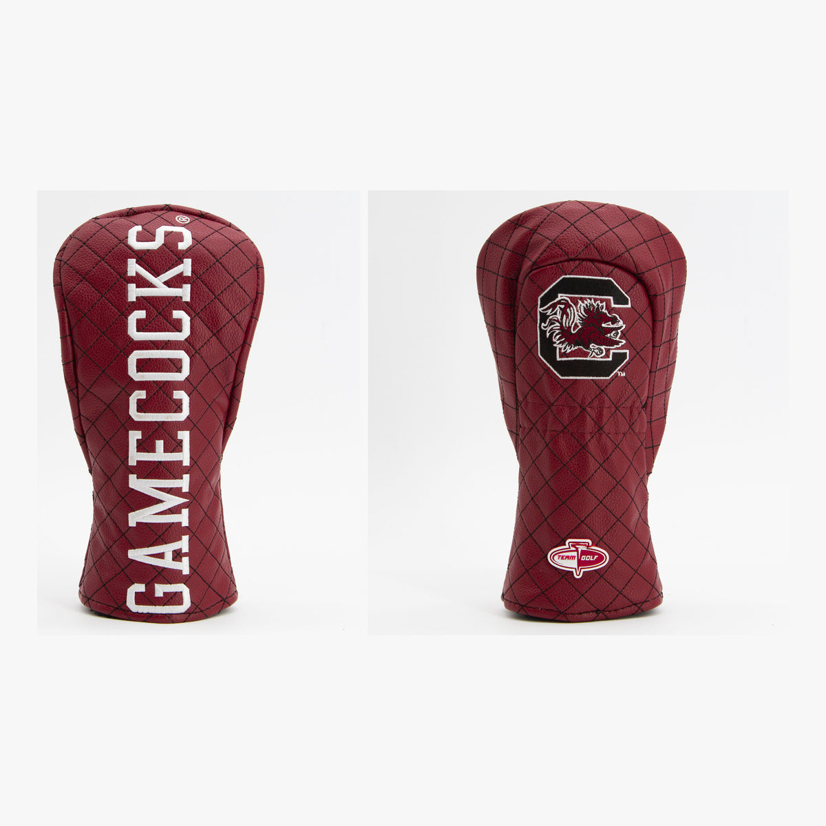 South Carolina Gamecocks Solid Quilted Fairway Headcover, front and back views