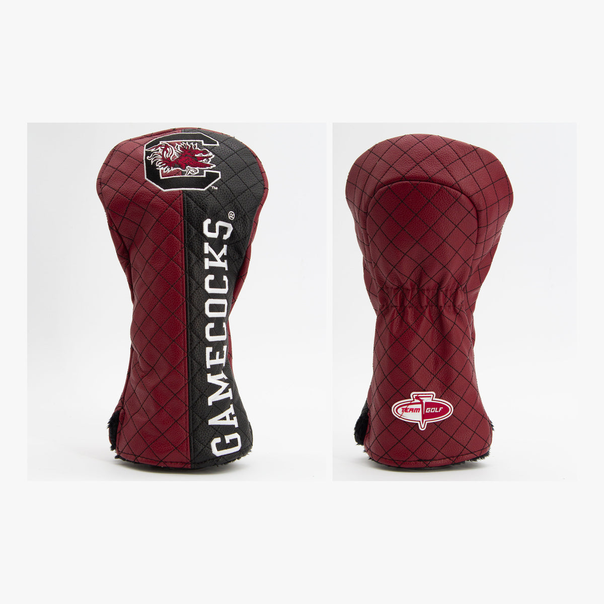 South Carolina Gamecocks Split Quilted Driver Headcover, front and back views
