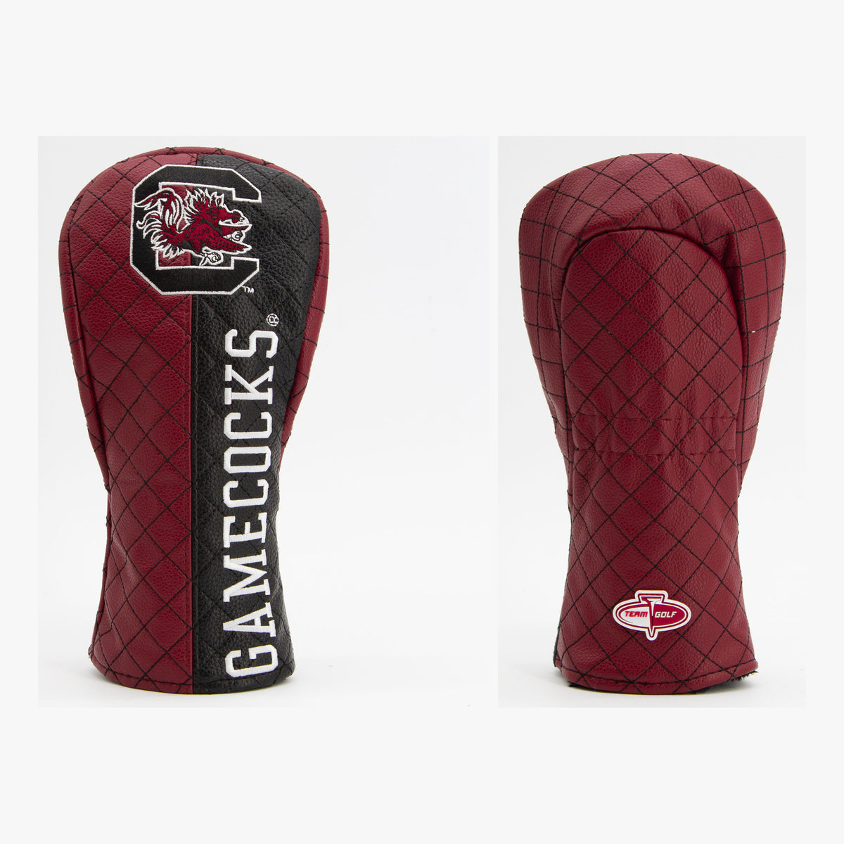 South Carolina Gamecocks Split Quilted Fairway Headcover, front and back views
