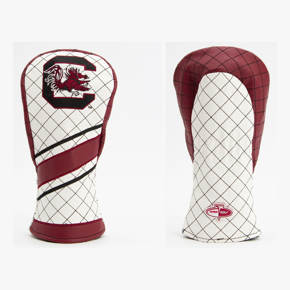 South Carolina Gamecocks Striped Quilted Fairway Headcover, front and back views