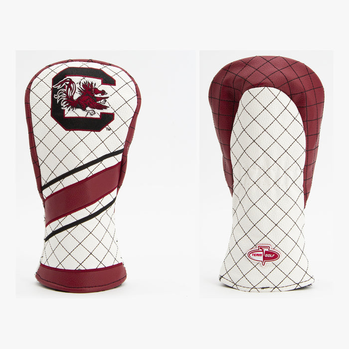 South Carolina Gamecocks Striped Quilted Fairway Headcover, front and back views
