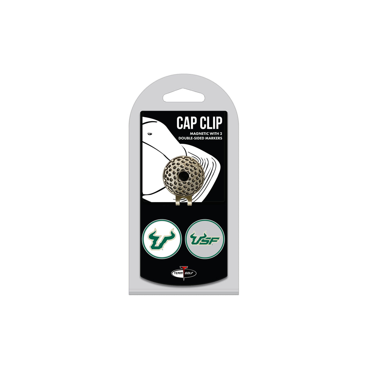 SOUTH FLORIDA hat clip with two golf ball markers