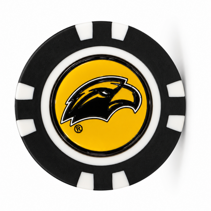 Southern Miss Golden Eagles poker chip with gold center and eagle logo