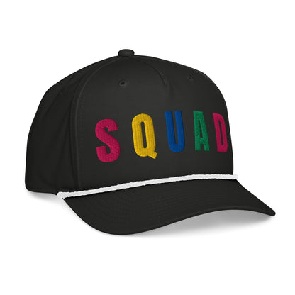 SQUAD Embroidered Golf Rope Hat for Women - Birdie Pop Collection - Black/White - Club Rehab