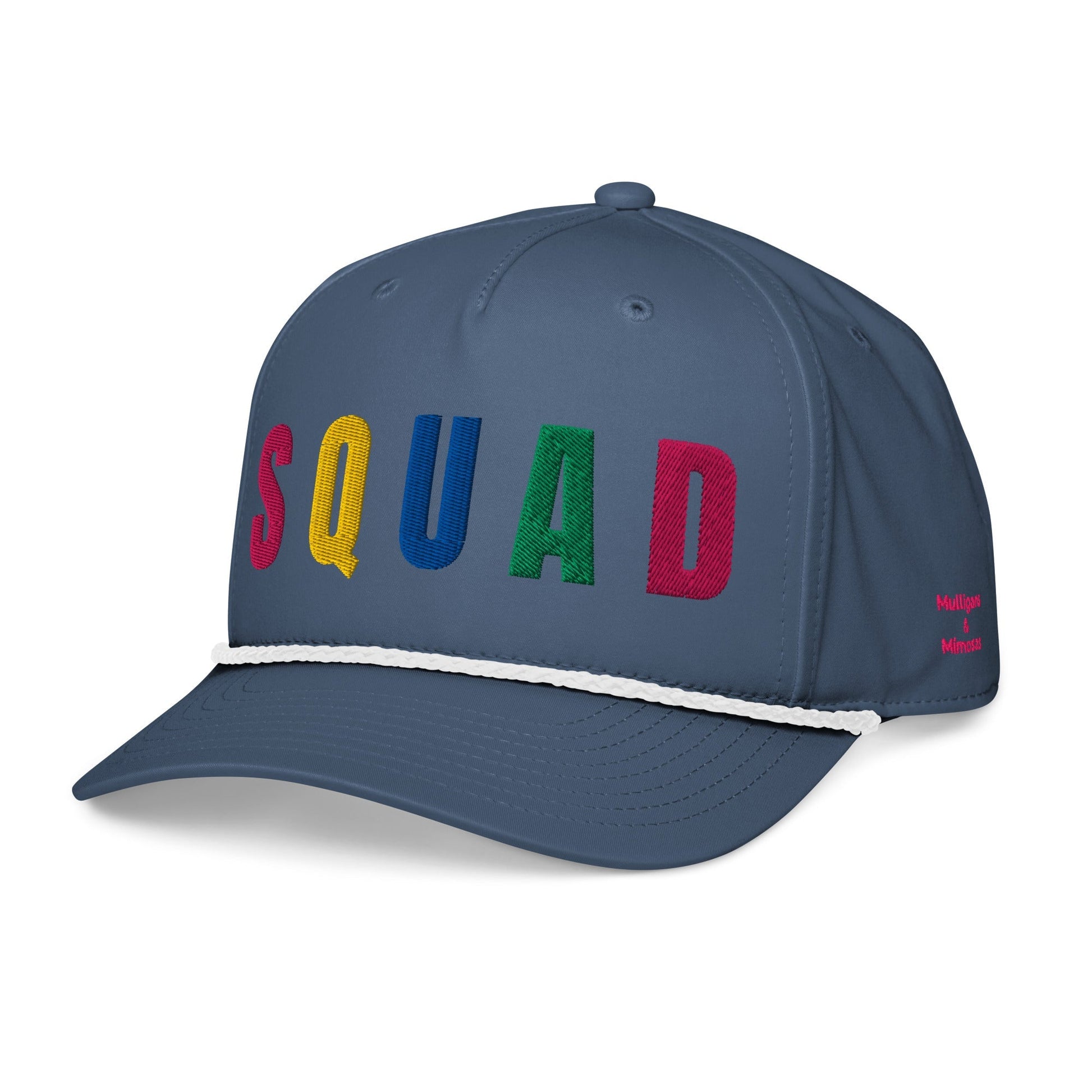 SQUAD Embroidered Golf Rope Hat for Women - Birdie Pop Collection - Black/White - Club Rehab
