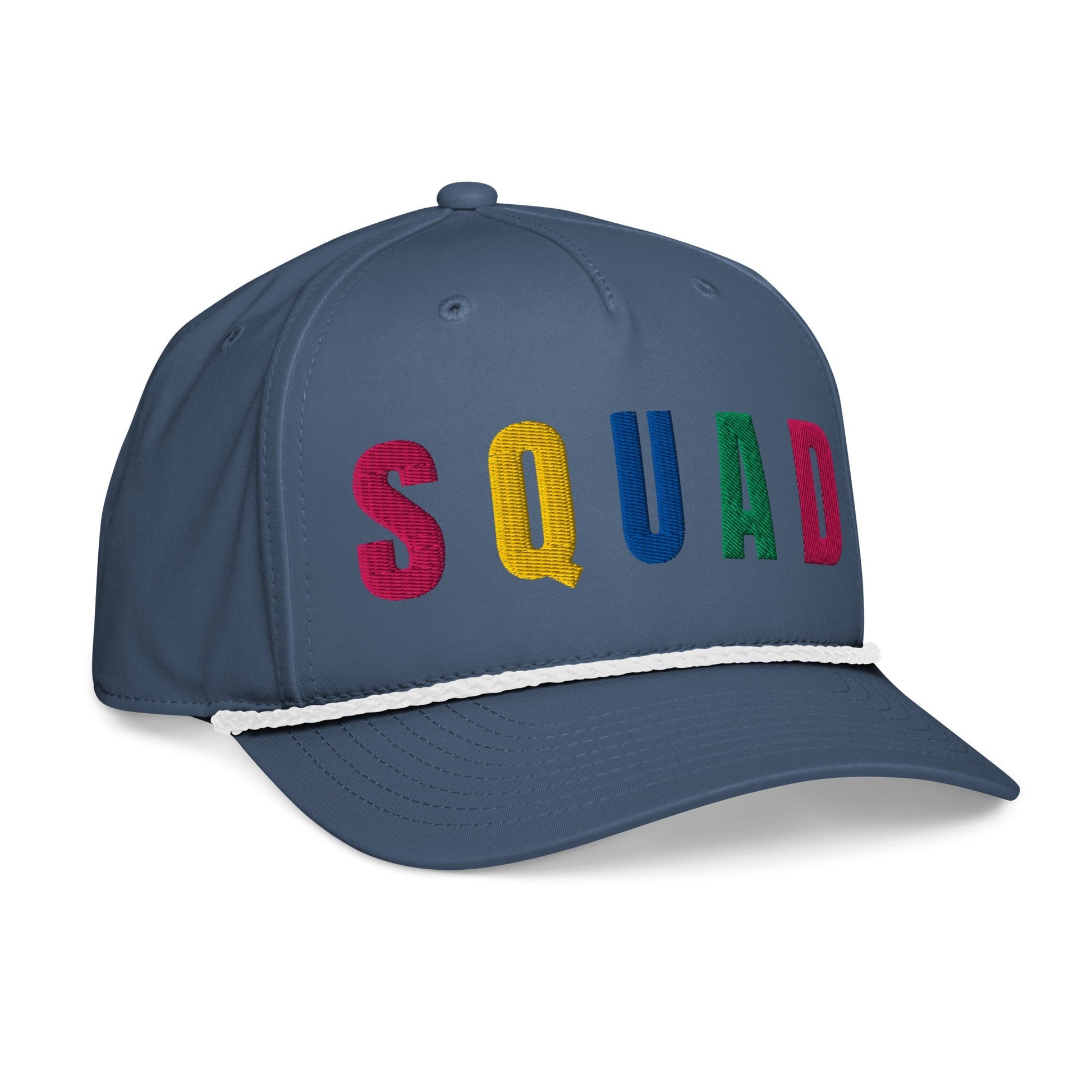 SQUAD Embroidered Golf Rope Hat for Women - Birdie Pop Collection - Light Blue/White - Club Rehab
