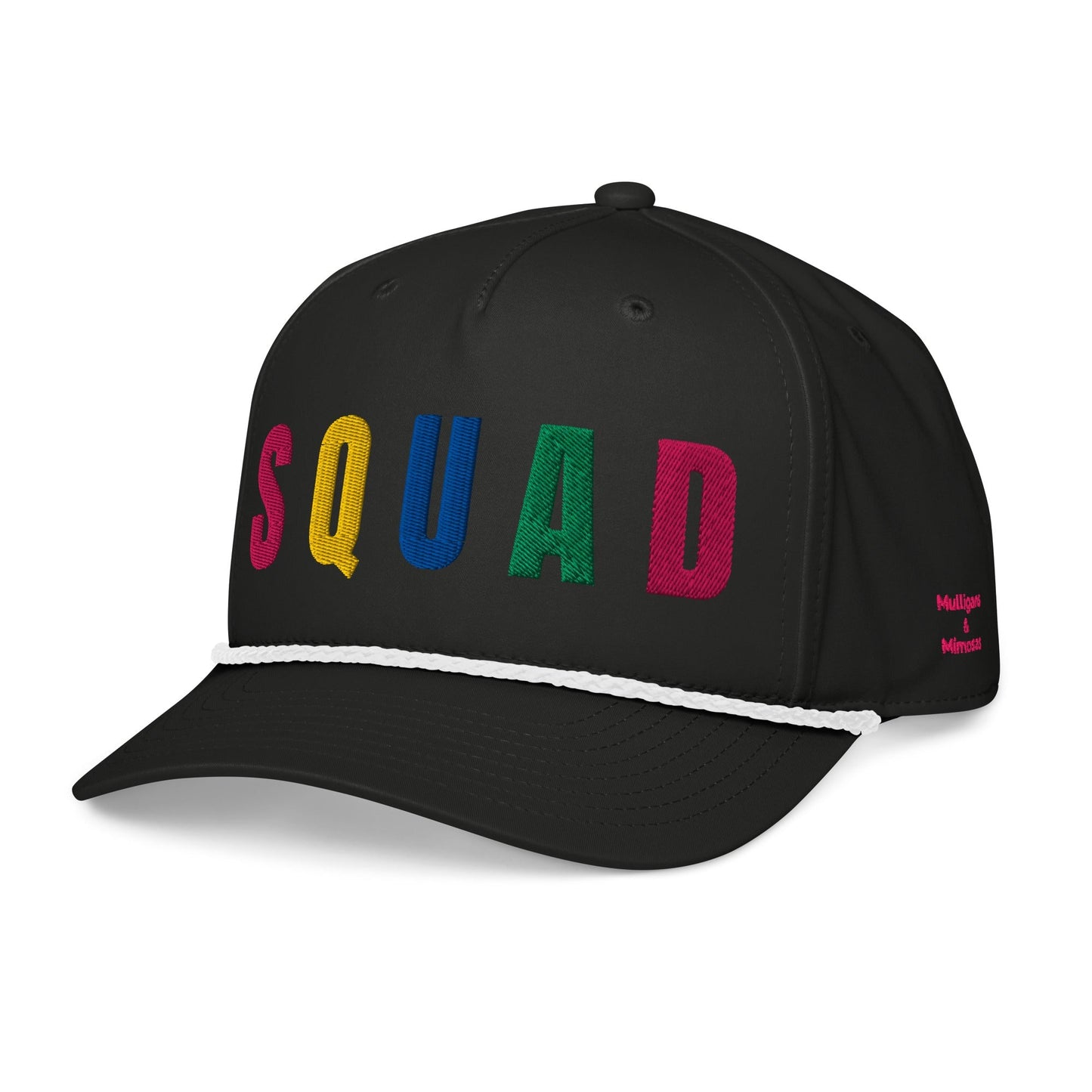 SQUAD Embroidered Golf Rope Hat for Women - Birdie Pop Collection - Light Blue/White - Club Rehab